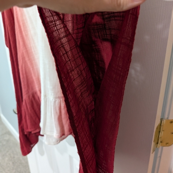 Lane Bryant Red and White Ombre V-Neck Sharkbite Hem Kimono/Poncho Size 26/28 - Picture 8 of 10